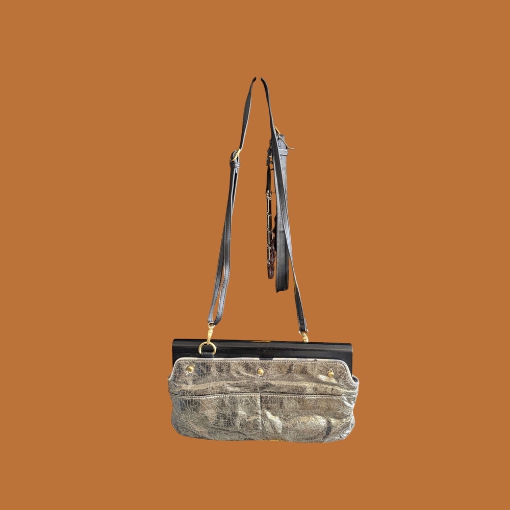 DEESIGNS by Dee Ocleppo Metallic Gold Convertible Clutch Crossbody Bag - Picture 2 of 8
